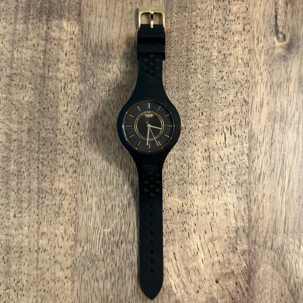 Versace Versus Fire Island Watch Silicone Stainless Steel Analog Women's Black